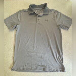 Under Armour Gray & White Performance Polo Shirt. Heatgear Loose Fit. Men’s Med.